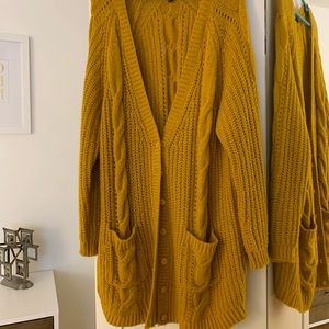 Torrid Yellow Cable Stitched Knit Cardigan